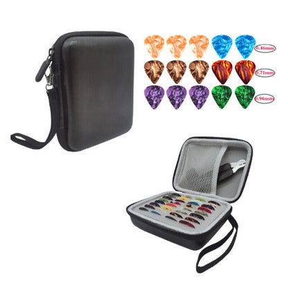 16pcs Guitar Pick Holder Case Box W/ Pick Capo Tuner Strings Storage Pouch Bag