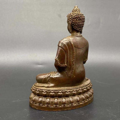 Vintage Brass Sitting Buddha Figurine Small Sakyamuni Statue for Collection
