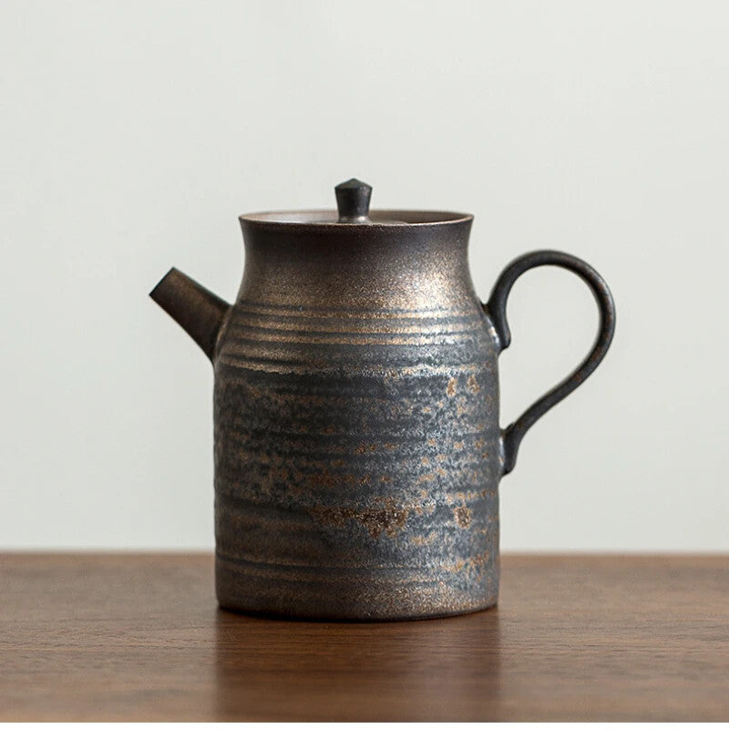 Gilt Glaze Teapot Side Handle Tea Rust Stoneware Kung Fu Set Ceramic Single Pot