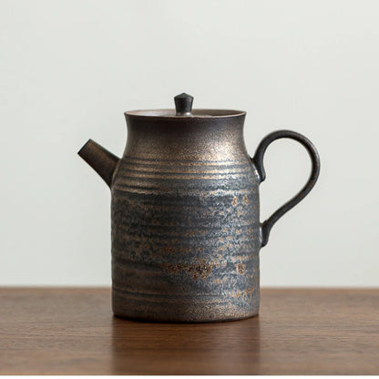 Gilt Glaze Teapot Side Handle Tea Rust Stoneware Kung Fu Set Ceramic Single Pot