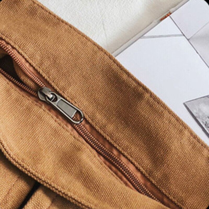 Large Capacity Shoulder Bag Canvas Bag School Messenger Bag Solid Color Fashion