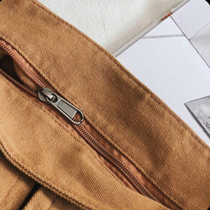 Large Capacity Shoulder Bag Canvas Bag School Messenger Bag Solid Color Fashion
