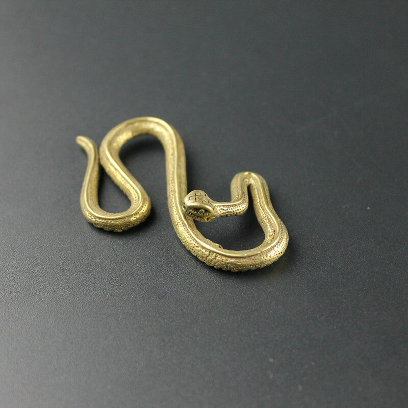 Chinese old bronze handmade Snake Statue figure Tea Pet scene home decoration