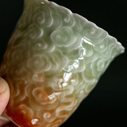 80ml Celadon Porcelain Relief Master Cup Handmade Creative Master Tea Cup China