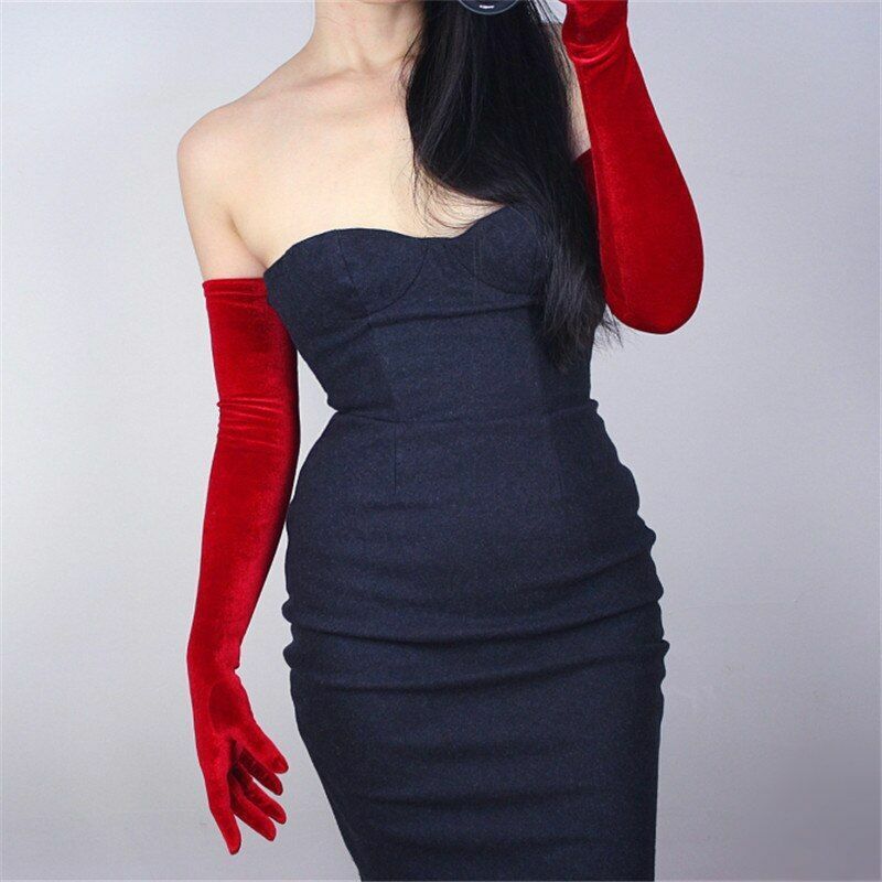 Fashion Velvet Gloves 22/40/50/60/70cm Long Opera Women Elastic Touchscreen Mitt