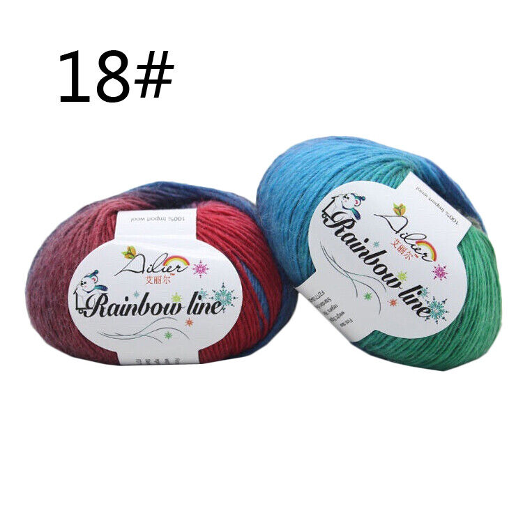 Hot Sale 50g Crochet soft Rainbow Dyeing Wool Yarn Crafts Hand Knitting Yarn