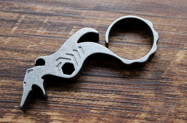 Titanium Alloy Dragon Bottle Opener Key Chain Pendants Ring Screwdriver Tools