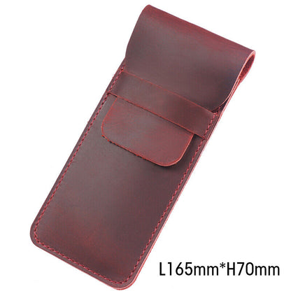 Retro Vintage Handmade Genuine Leather Pencil Bag Fountain Pen Case Pocket Pouch