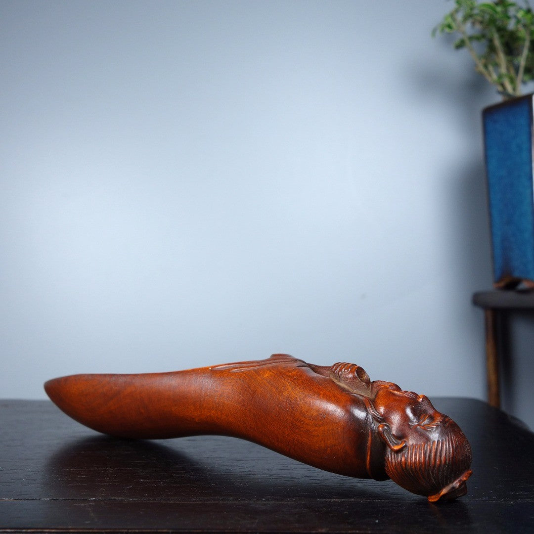 Vintage Boxwood Tea Scoop 5.91in 60g Lu Yu Carved Tea Tool