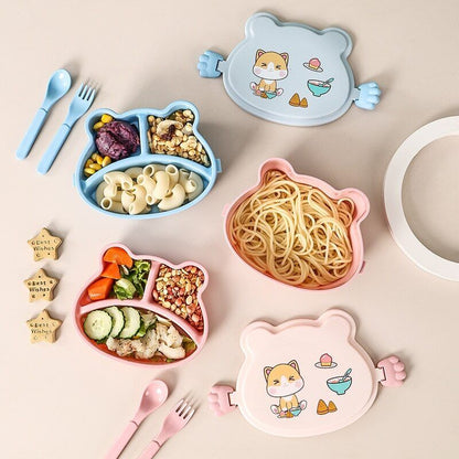 School Kids Lunch Box 2 Tier Leakproof Plastic Cartoon Bento Food Container