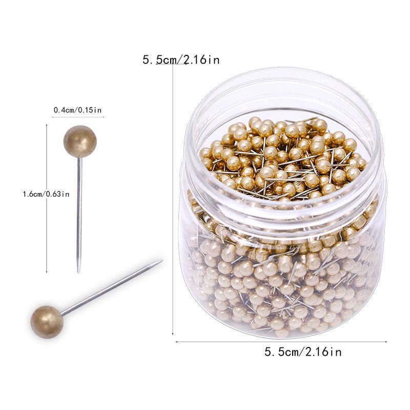 Push Pin 1000Pcs Round Head Steel Point Gold Bulletin Board Map Thumb Tacks 4mm