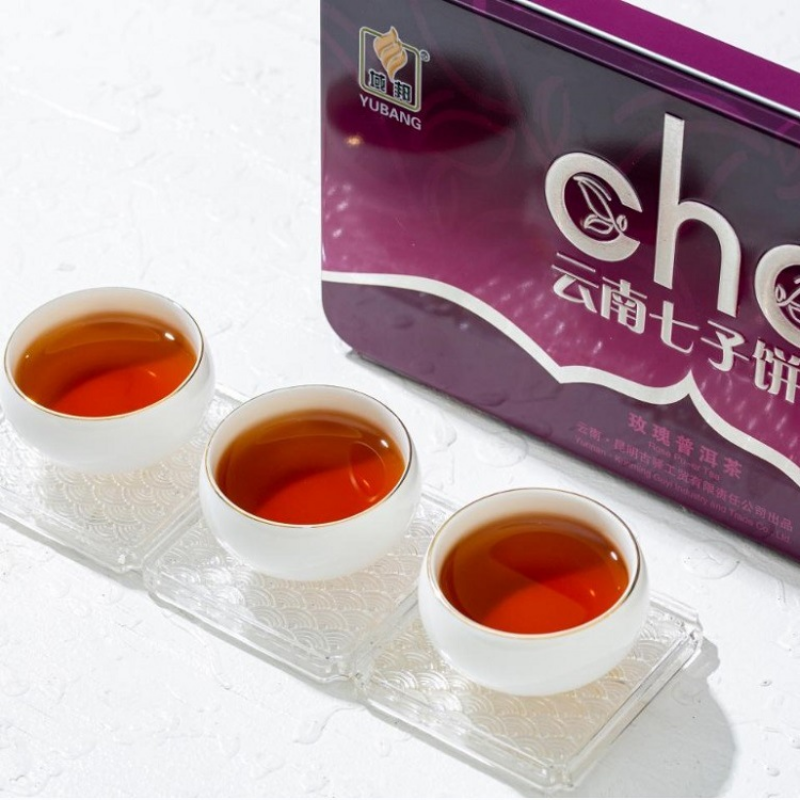 200g Rose Puerh Tea Iron Box Yunnan Seven Zi Cake Ripe Tea 7.05oz