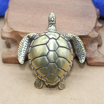 Chinese Brass Sea Turtle Figurine Statue Animal Toys Keychains Home Decoration