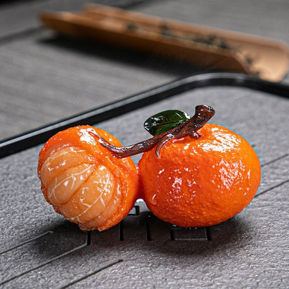 Chinese Resin Color Changing Tea Pet Lucky Orange Model Tea Figurine Ornament