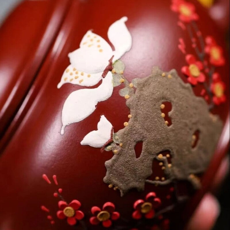 200ml Real Yixing Zisha Dahongpao Clay Tea Pot Floral Relief Chinese Master Pot