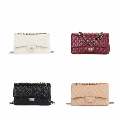 Quilted Lambskin Leather Double Flap Chain Shoulder bag Small Purse Crossbody
