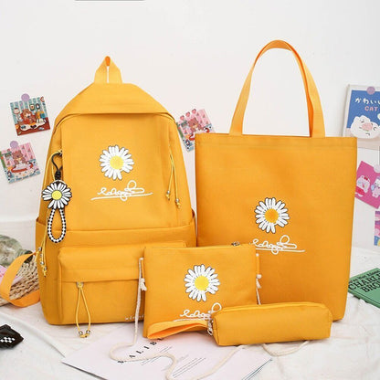 4Pcs/Set Women School Backpacks Schoolbag Teenagers Girls Student Book Bag Boys