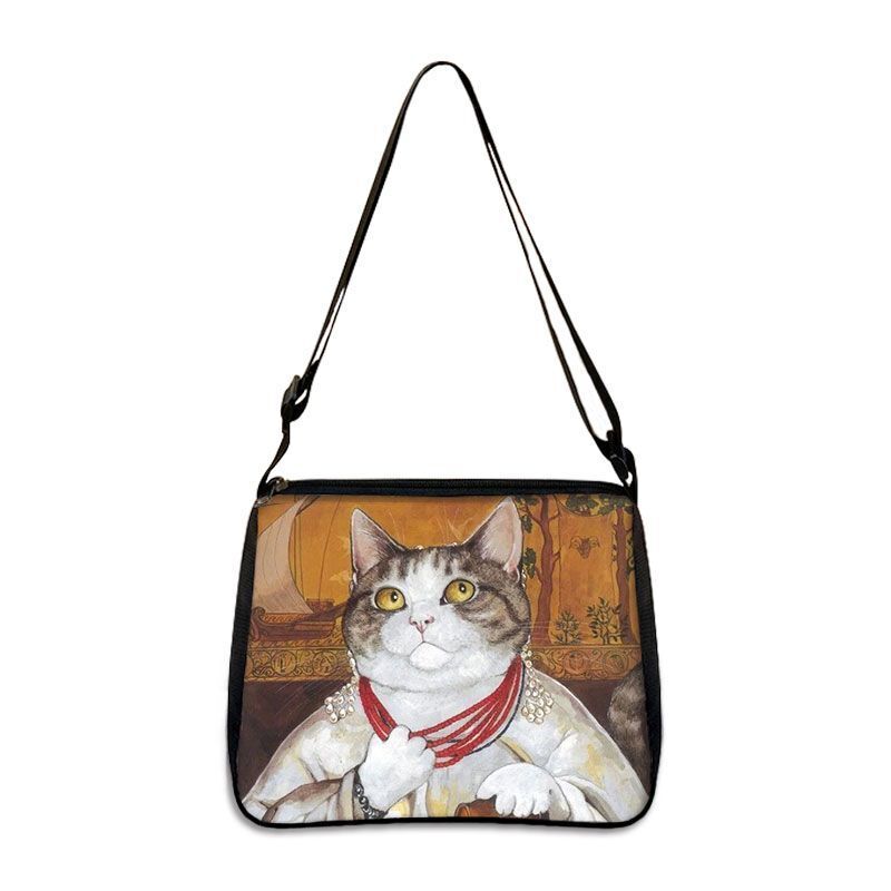 Funny Cat Cosplay Messenger Bag Handbag Canvas Underarm Shoulder Bags Crossbody