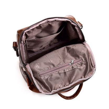 Genuine Leather Vintage Backpack Travel Shoulder Bag School Purse Polyester 1PC