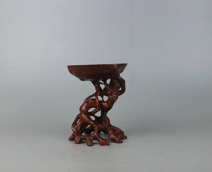 China Stand Display Hard Red Wood Rosewood Root Carving Wooden Bonsai Base