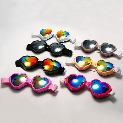Sunglasses Heart Shaped Goggle One Piece Women Oversized Gradient Lens Eyeglass