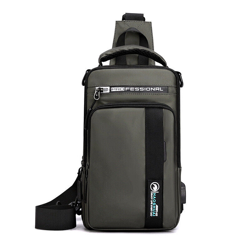 Backpack Chest Pack Shoulder Bag with USB Charging Port Nylon Cross body Bags