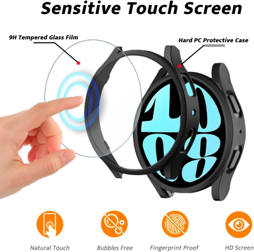4X Samsung Galaxy Watch 4 5 6 7 40/44 Tempered Glass Protector Screen Case Cover