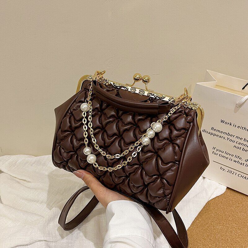 Women's Bag Crossbosy Bag Pleated Handbag Women Pearl Chain Totes Bags Women