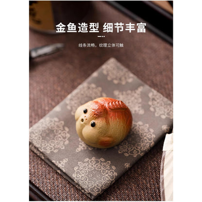Goldfish Tea Pet Ornament 4cm 1.6in Teapot Cover Holder Kungfu Tea Ceremony