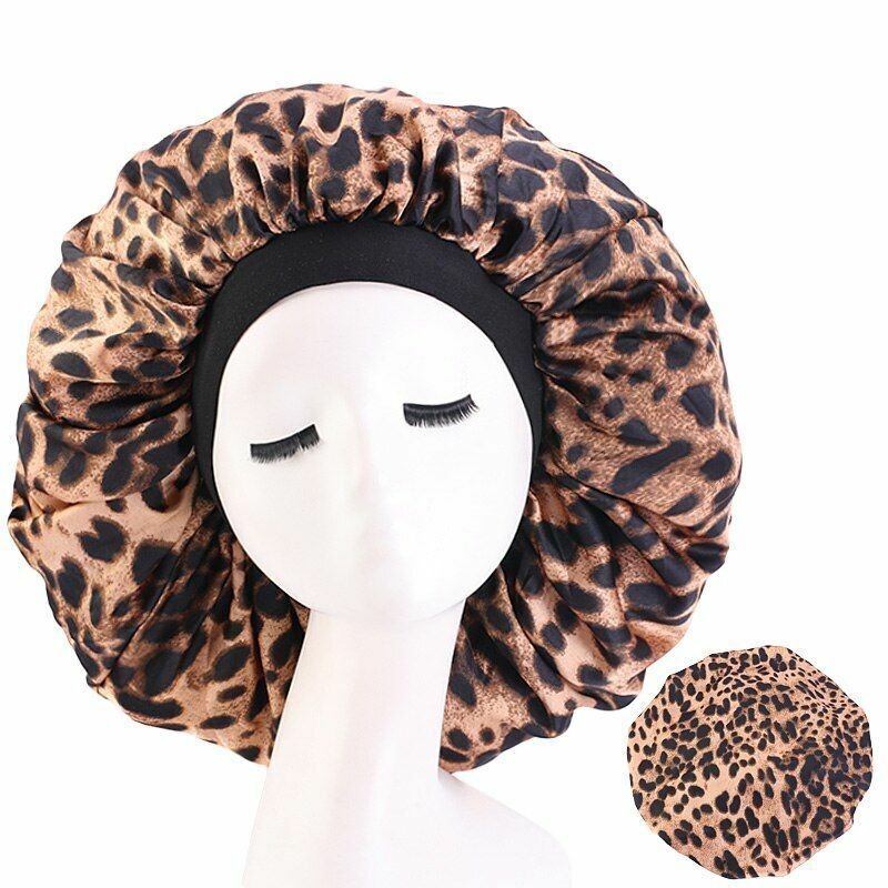 Sleep Night Cap Big Size Beauty Satin Silky Bonnet Head Cover Hat Curly Springy