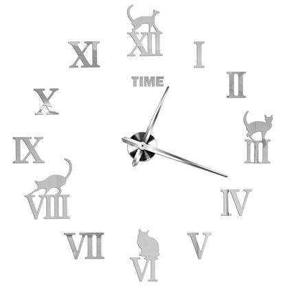 DIY Wall Clocks Acrylic Mirror Large 3D Frameless Home Living Room Decor 37-47In