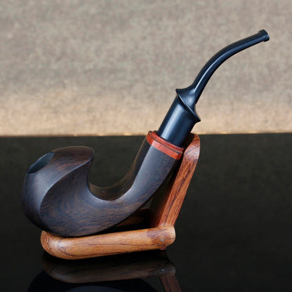 Natural Filter Ebony Wooden Smoking Pipe Handmade Bent Wood Tobacco Pipes 9mm