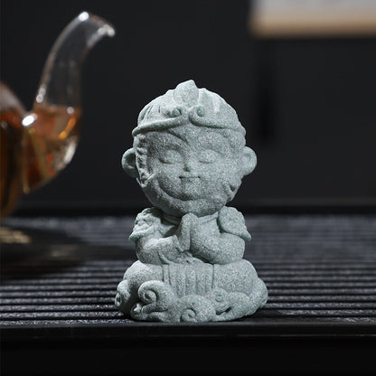 Black Myth-wukong Monkey King China Artware Sunwukong Statue With Stick Tea Pet
