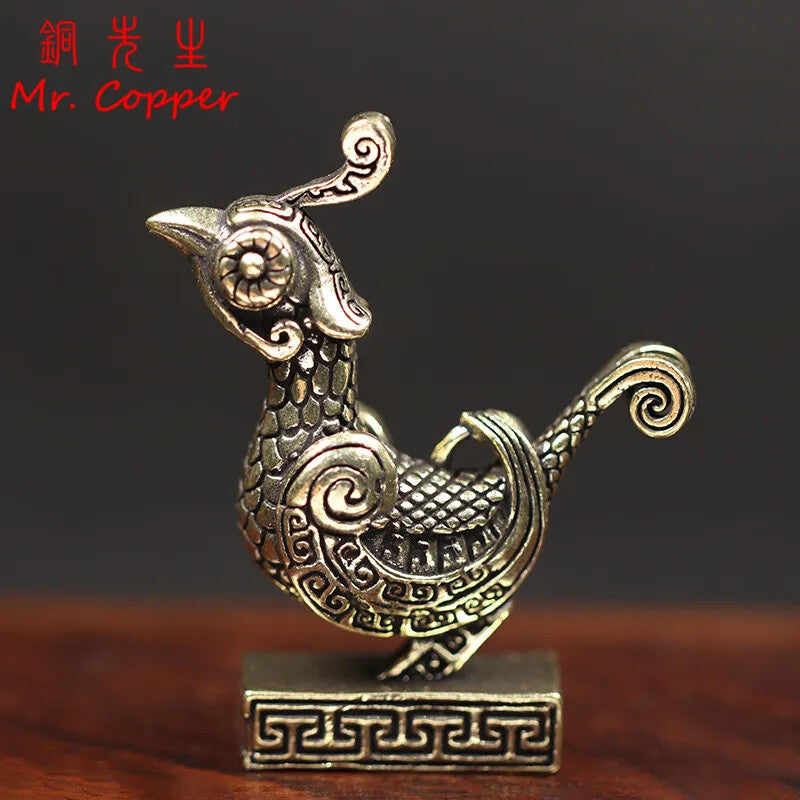 Small Sparrow Statue Metal Brass Tea Pet Table Ornament Accessories Vintage