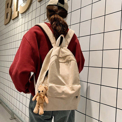 Fashion Corduroy Backpack Anti-theft Shoulder Bag School Backpacks Polyester 1PC