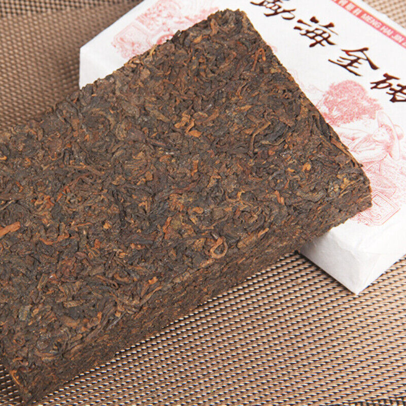 250g Menghai Golden Brick Pu'er Tea Ancient Tree Aged Ripe Tea Mellow Black Tea