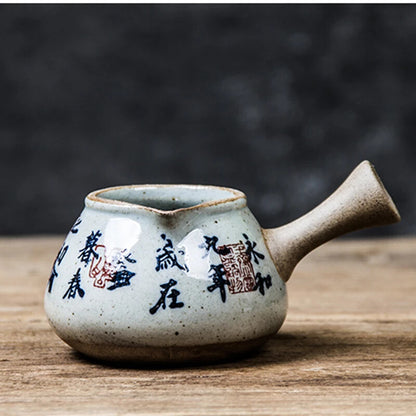Chinese Ancient Calligraphy Pottery Fair Cup Vintage Tea Mugs Teacup Teaware