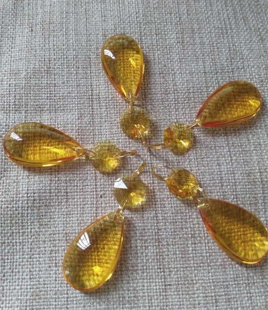 20PCS 38mm Gold Glass Octagon Bead Drop Wedding Hanging Decoration Room Curtain