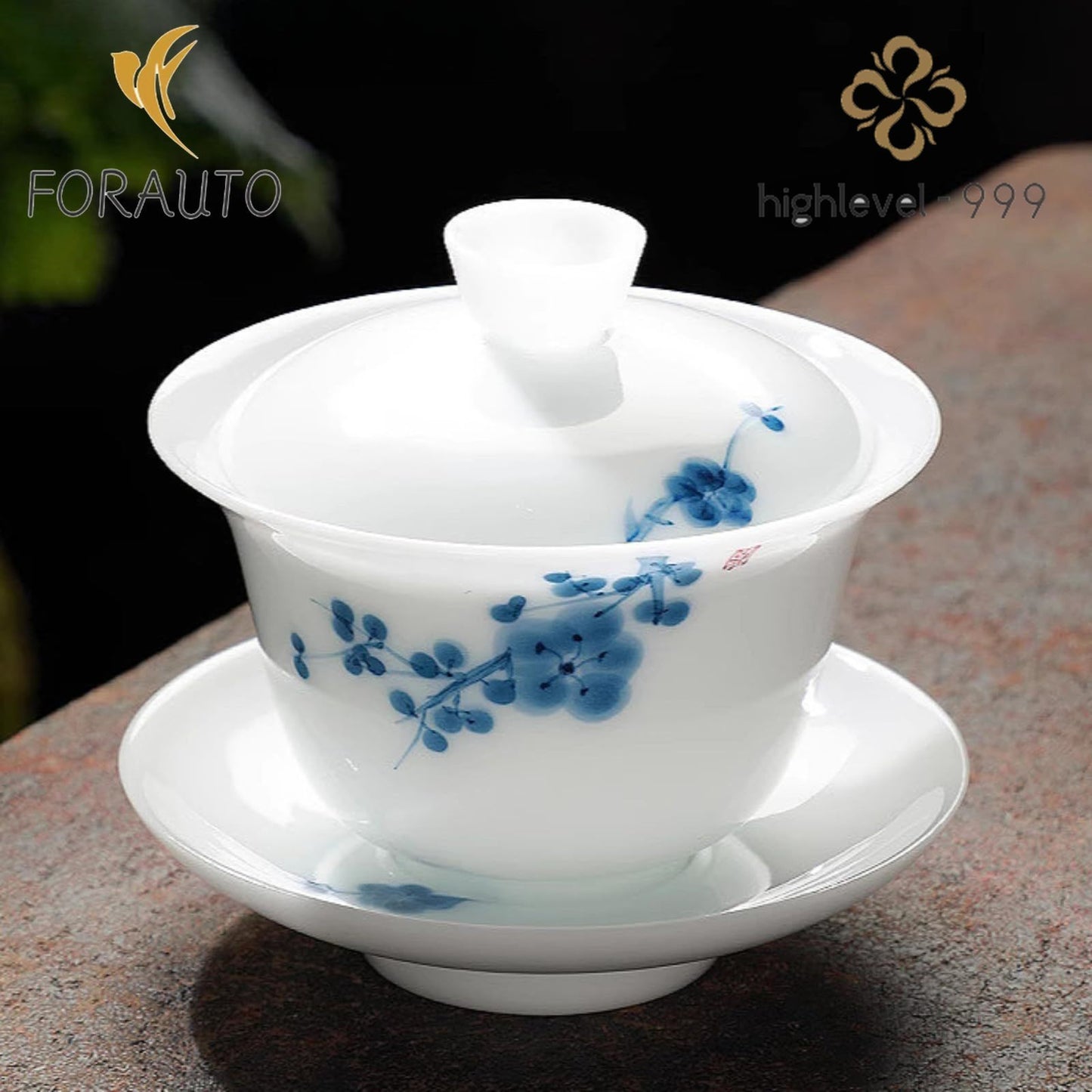 Chinese White Jade Ceramic Gaiwan 150ml 5.1oz Handmade Kungfu Tea Set