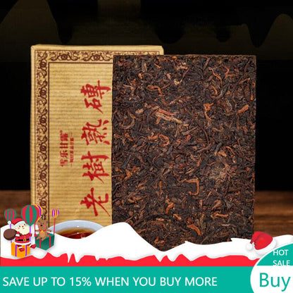 250g Aged Pu-erh Ripe Tea 10 Year Puerh Cooked Tea Brick Top Old Tree Pu'er Tea