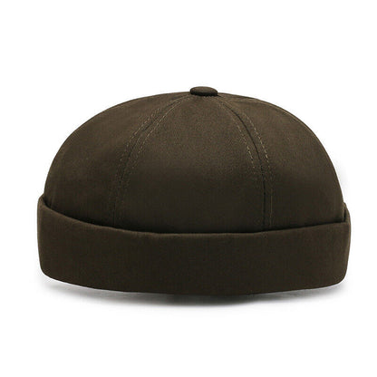 Men's Retro Brimless Hat Skull cap Sailor Cap Beanie Rolled Cuff Adjustable*