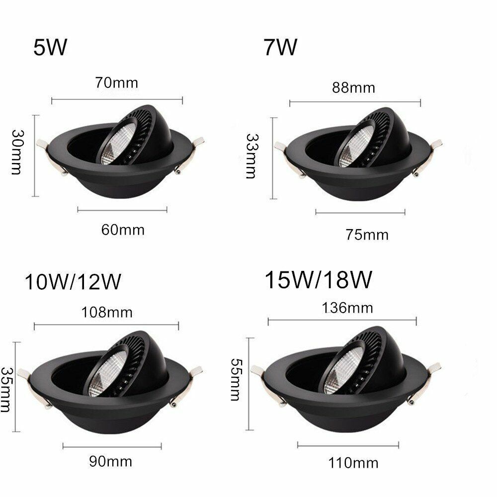 LED Recessed Downlight Rotatable Angle 5W 7W 10W 15W 18W LED Ceiling Spot Light