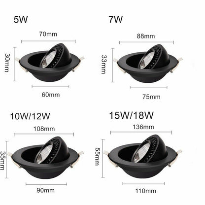 LED Recessed Downlight Rotatable Angle 5W 7W 10W 15W 18W LED Ceiling Spot Light