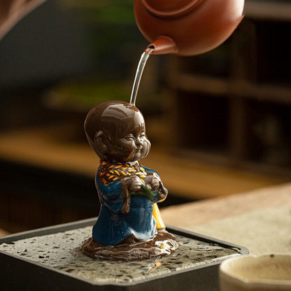 creative tea pet Zen style monk statue table house warming gift purple clay new