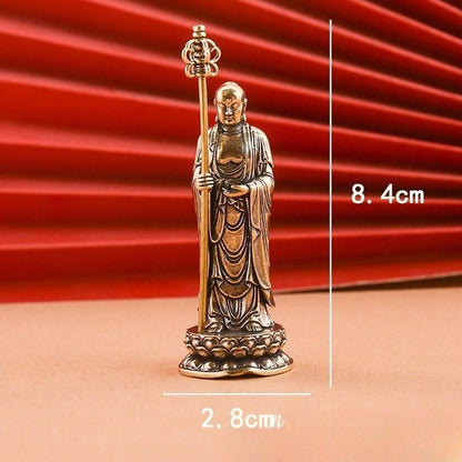 Creative Brass Ksitigarbha Ornament Jiuhua Mountain Bodhisattva Statue