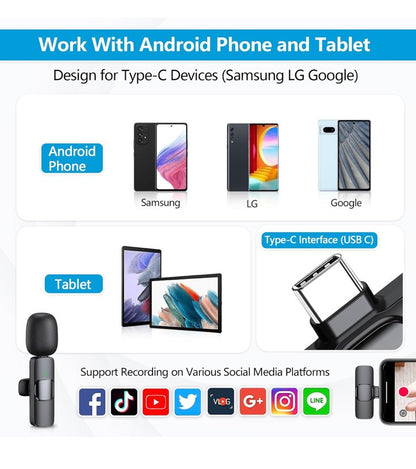 2 Pk Lavalier Microphone Wireless Audio Video Recording Mic Lightning For iPhone