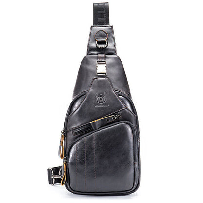 100% Cowhide Leather Crossbody Bag Chest Bag Hiking Sling Backpack Shoulder Bag