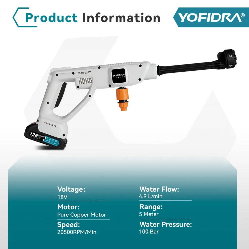 Cordless High Pressure Washer Gun – 100 Bar Power