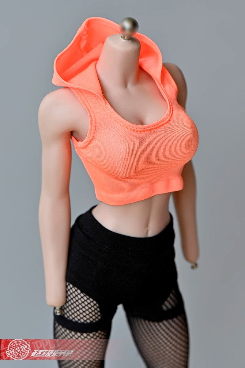 1/6 Female Hooded Sleeveless Tank Top Model Fits 12" Action Figure Body Toys