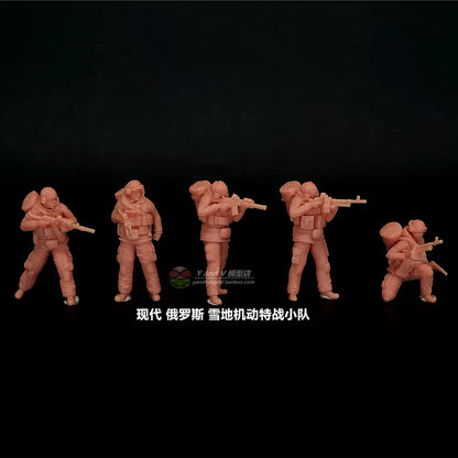 1/72 Modern Russian snow warfare team 5-man group printed soldier